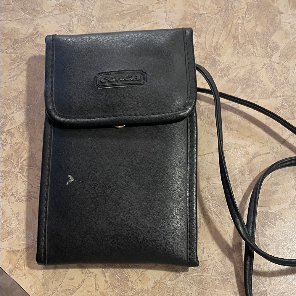Coach Black Leather Phone Crossbody